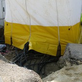 Work tent at cable layings