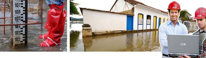 a flooded street and water damage restoration experts