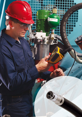 a worker with an endoscope