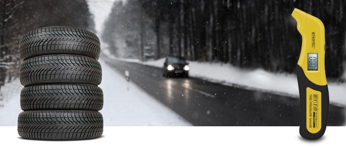 Tyre pressure meter to check the pressure of winter tyres