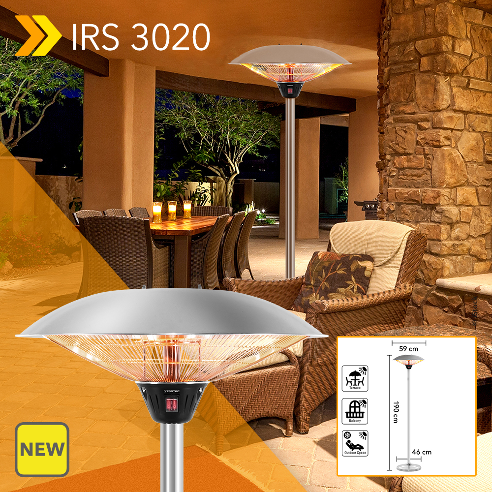 NEW IRS 3020 Design standing radiant heater our powerful infrared
