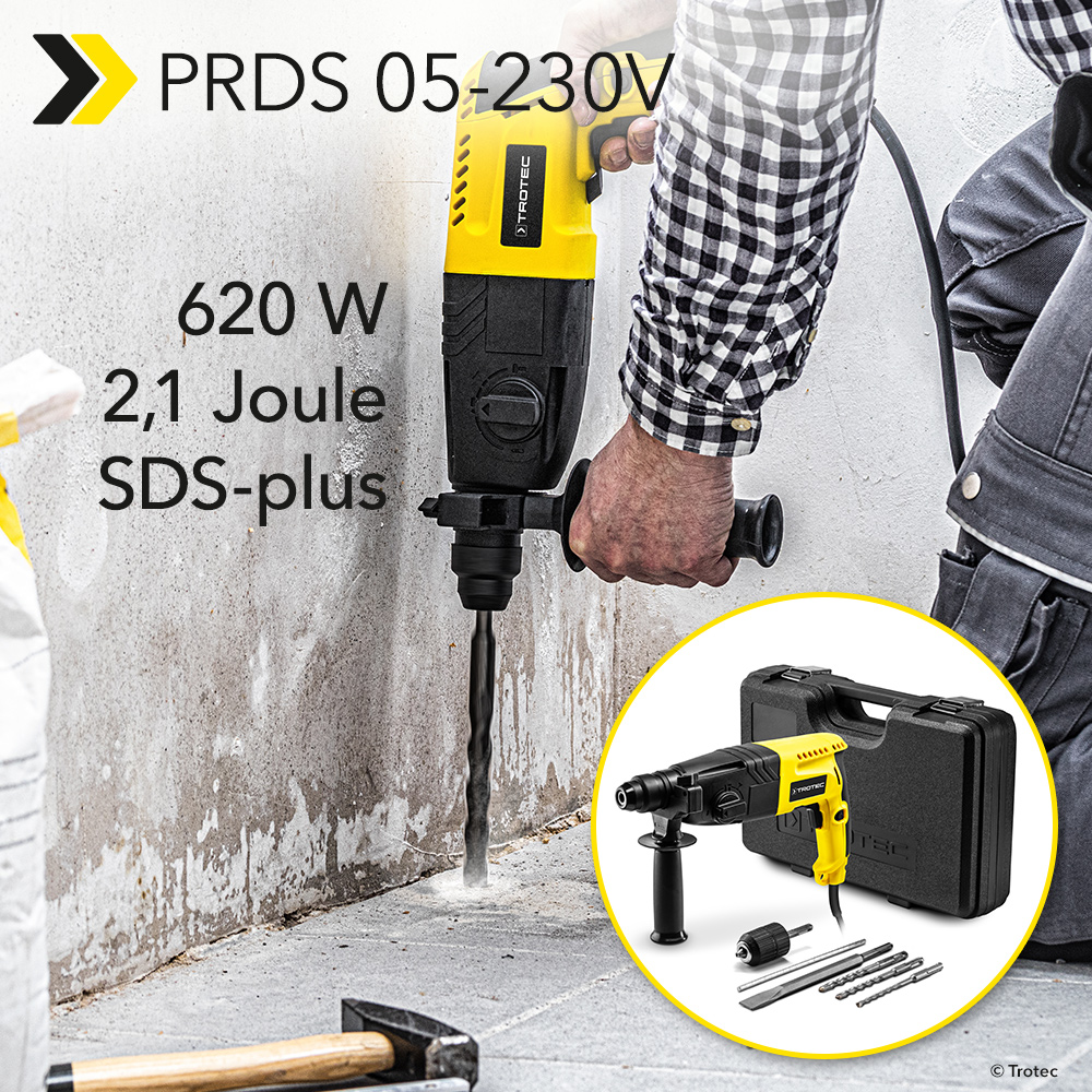 Hammer Drill and Chisel Hammer PRDS 05230V powerful allrounder for rapid work progress when