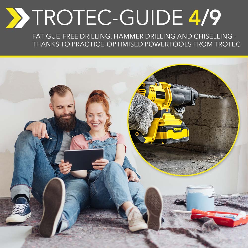 Fatigue-free drilling, hammer drilling and chiselling – thanks to Trotec’s practice-optimised PowerTools