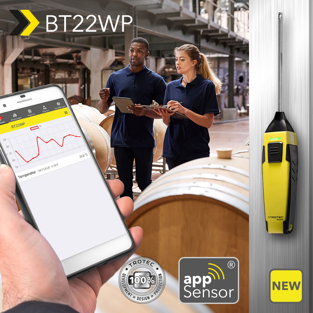 NEW Thermometer BT22WP: Bluetooth® digital thermometer with smart-phone app for checking the temperature in air ducts