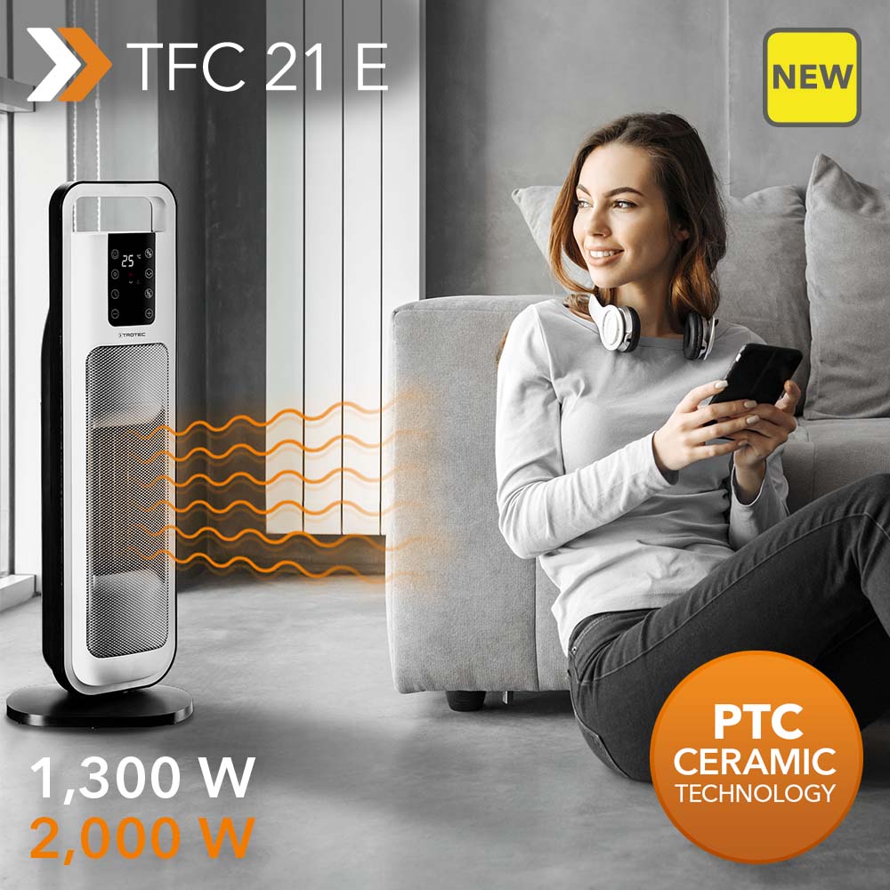 TROTEC Ceramic Fan Heater TFC 22 E Heating Electric Heater Radiator Thermostat 