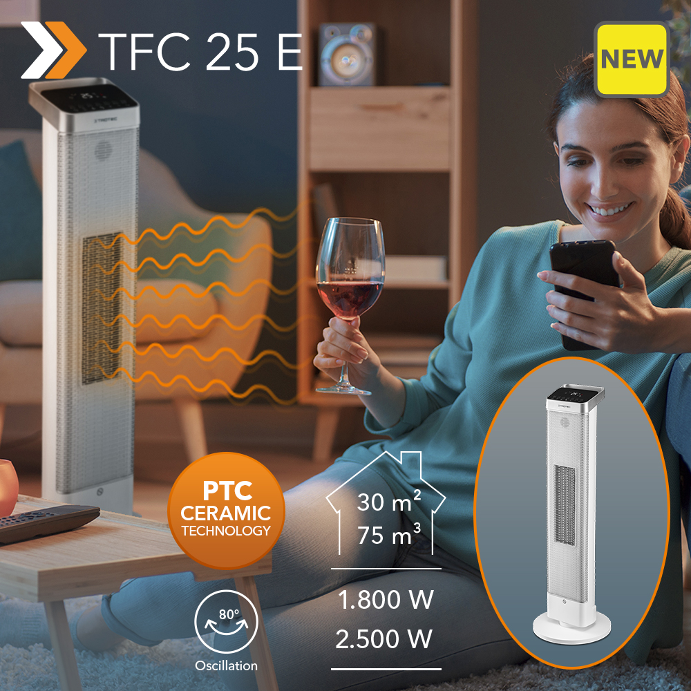 NEW Ceramic Fan Heater TFC 25 E thanks to energysaving thermostat
