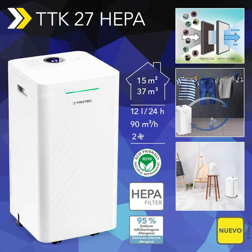 NUEVO deshumidificador y purificador de aire de diseño TTK 27 HEPA