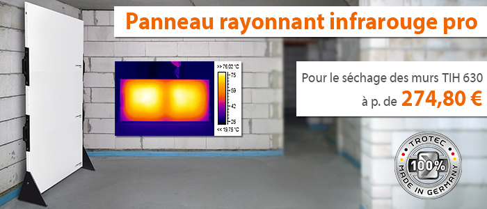 panneau rayonnant infrarouge de chantier Trotec pour le séchage des murs