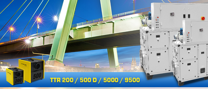 déshumidificateurs Trotec série TTR pour la déshumidification des ponts