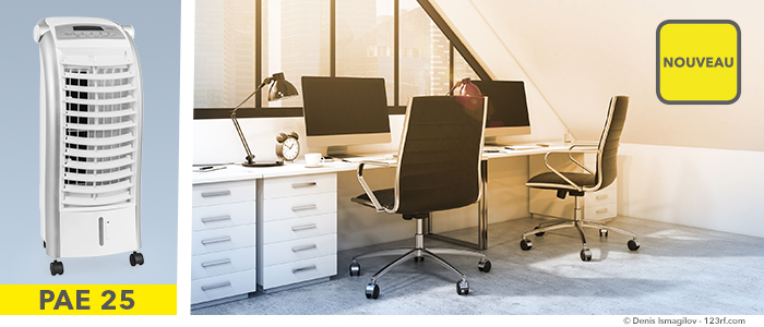 un rafraîchisseur d'air comme le pae 25 de Trotec s'installe sans travaux ni gaine d'évacuation