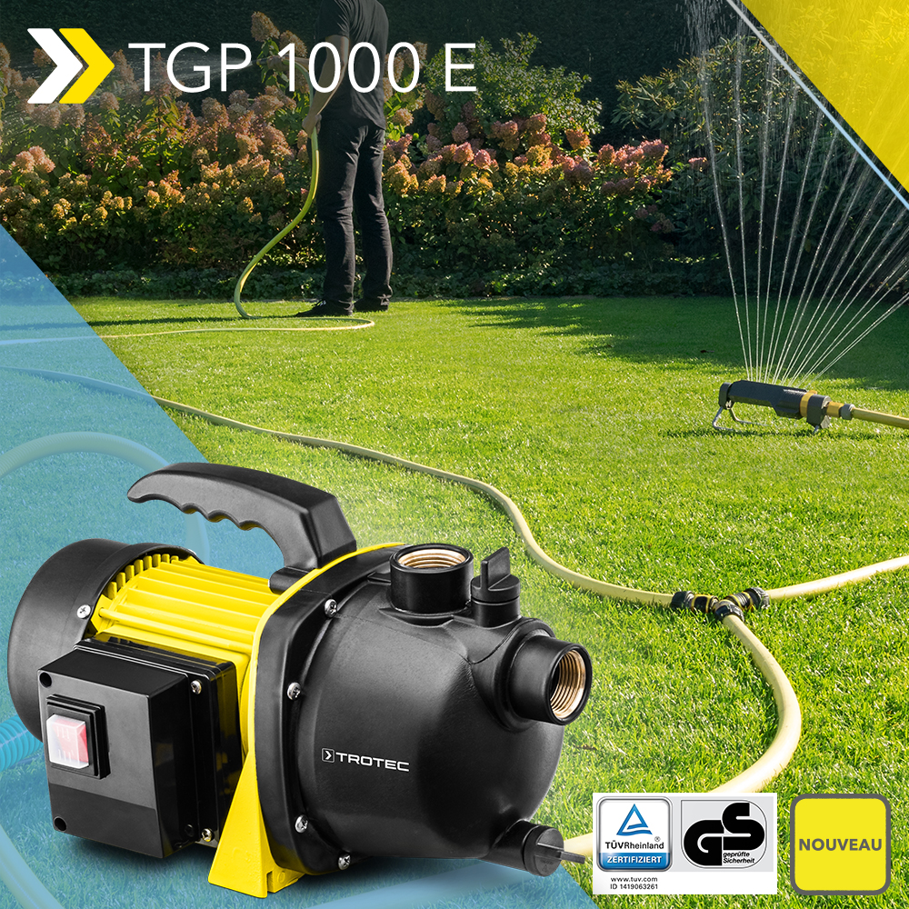 NOUVEAUTÉ Pompe de jardin TGP 1000 E pompe jusqu’à 3 300 litres d’eau