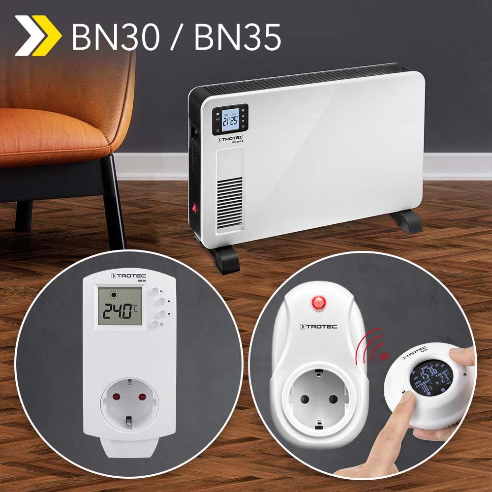 Utiliser un chauffage électrique et éviter la consommation d’électricité superflue – avec le thermostat d’ambiance BN30 et le thermostat sans fil BN35 de Trotec