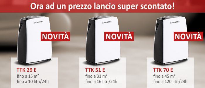 Deumidificatori TTK 29 E, TTK 51 E e TTK 70 E