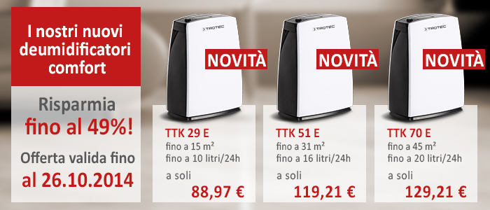 Deumidificatori comfort TTK 29 E, TTK 51 E, TTK 70 E