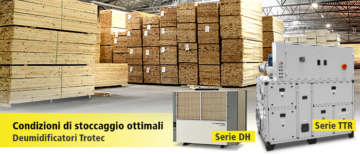 Stoccaggio della legna con i deumidificatori DH e TTR