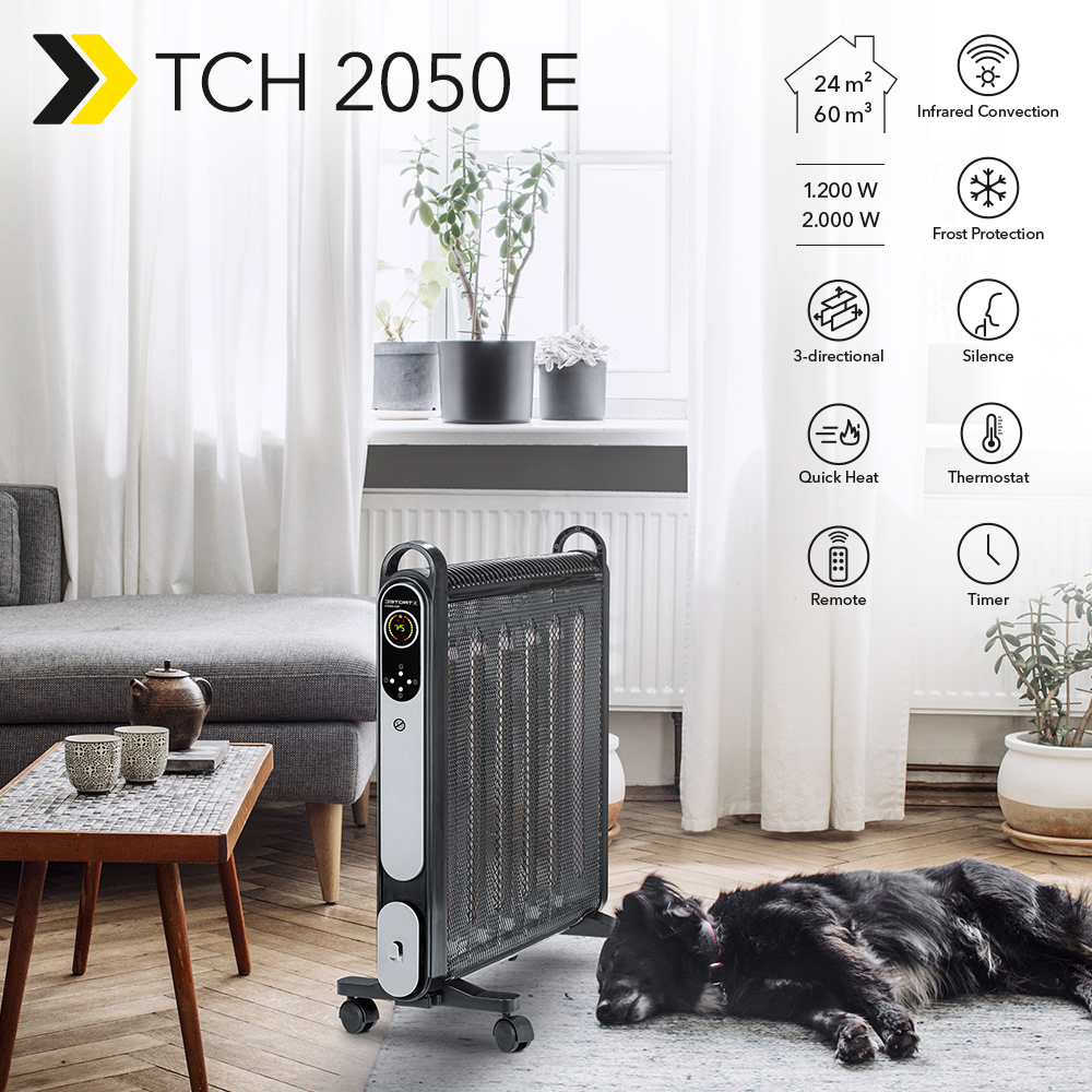 Trotec Ttk 127 E Riscaldatore Elettrico A Convettore TROTEC TCH 22 E - 2000W, Termostato, Timer, Ventola Turbo Stufa Potente