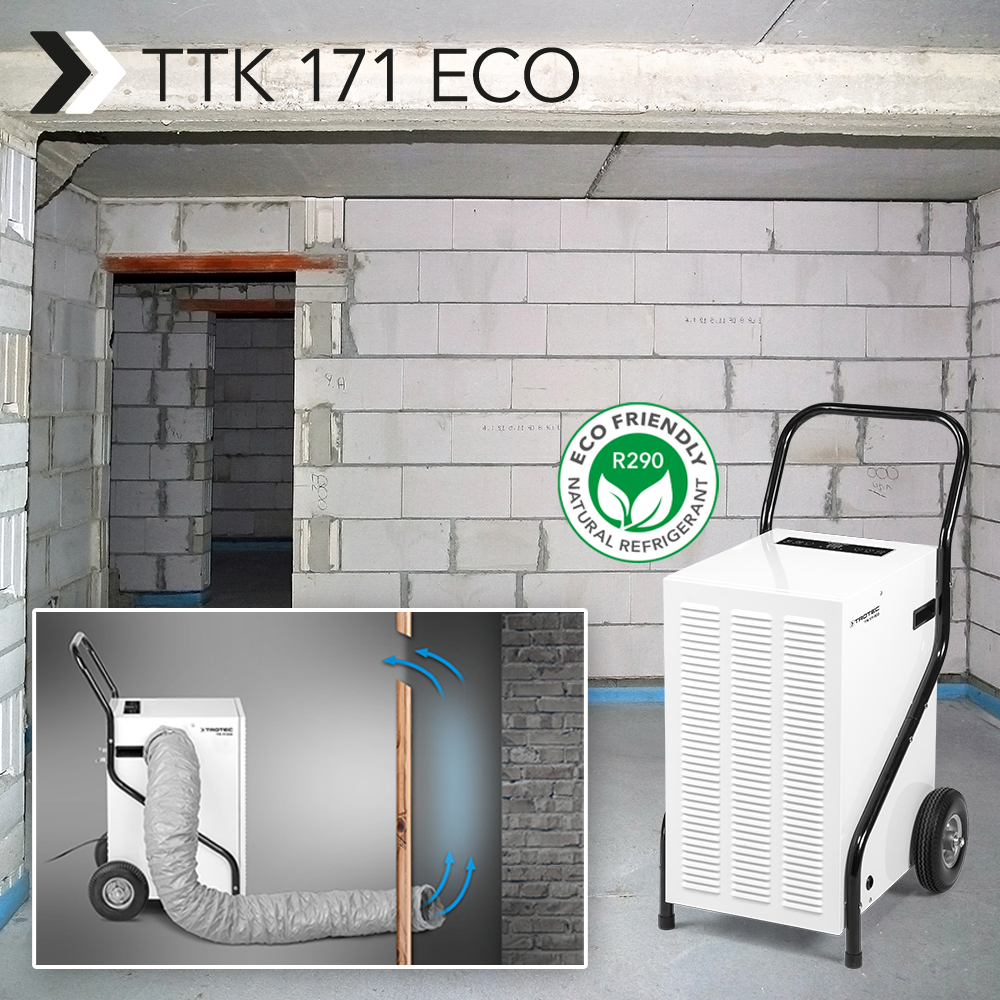 Industriële luchtontvochtiger TTK 171 ECO: extra voordelig en extreem krachtig inclusief drukventilator voor het drogen van holle ruimten – weer leverbaar