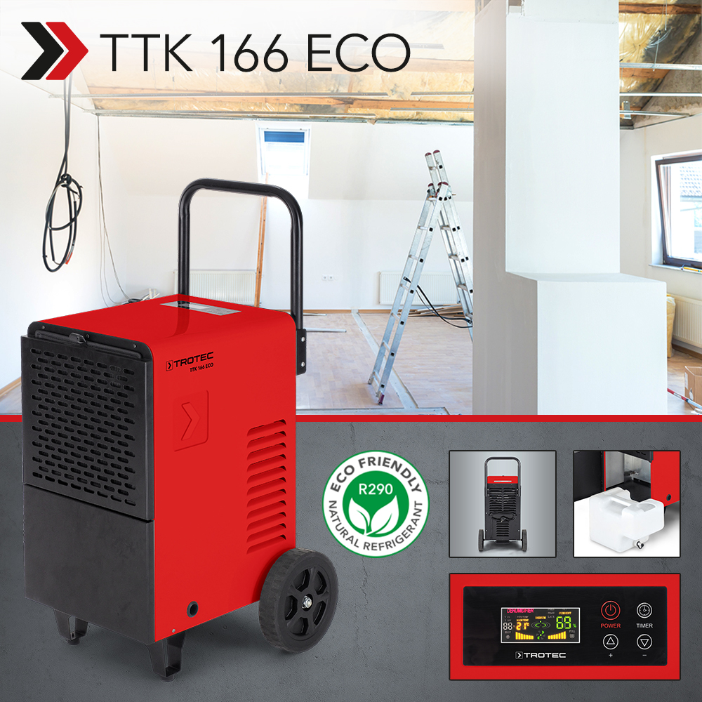 Luftavfuktare TTK 166 ECO: kostnadseffektiv och extremt robust torklösning som klarar 52 liter på 24 timmar – nu är den här
